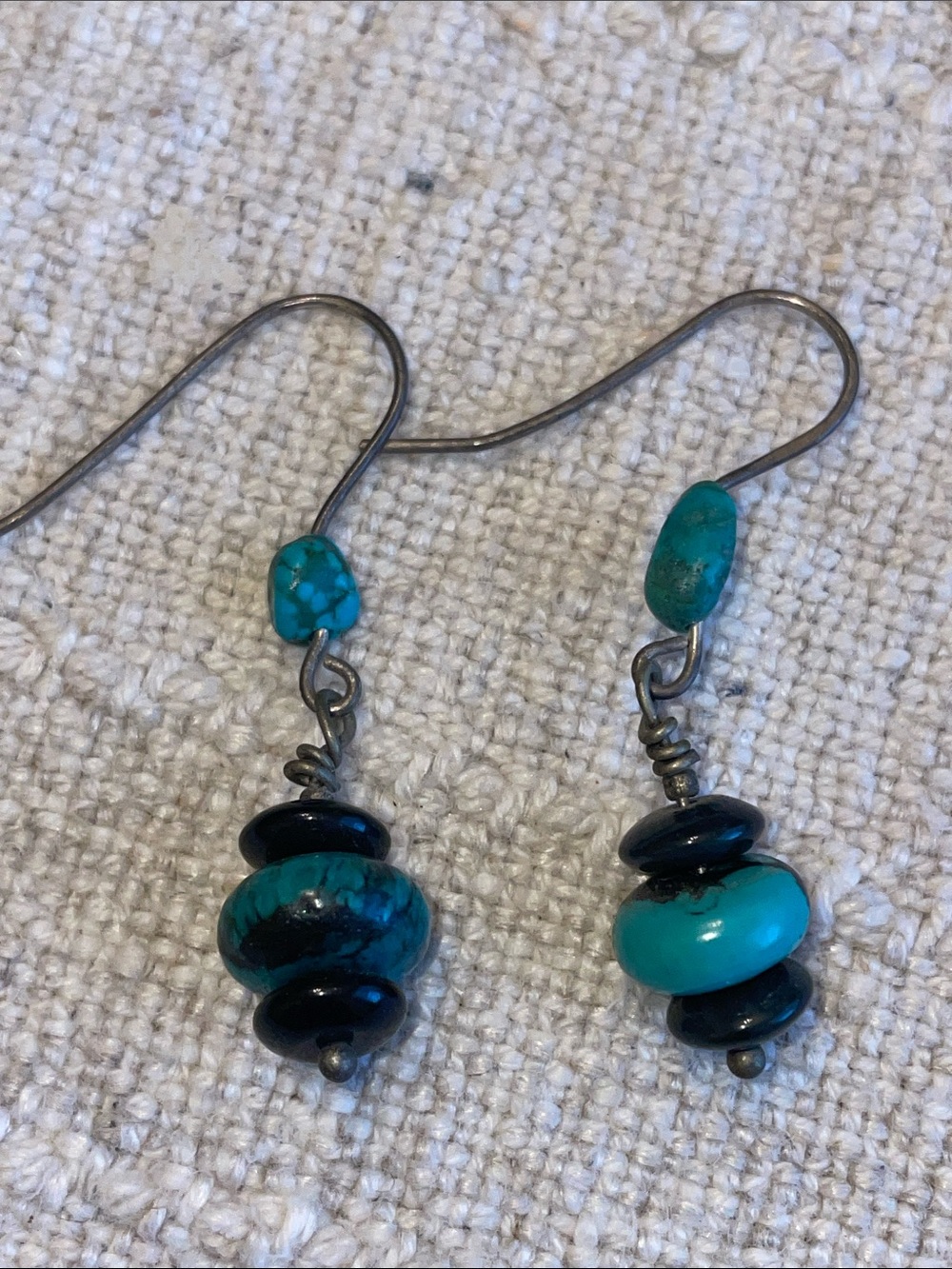 Turquoise and Black Beaded Drop Earrings - Women Jewelry